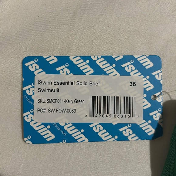 iSwim Essential Solid Brief Swimsuit - Green 36 - Picture 4 of 4